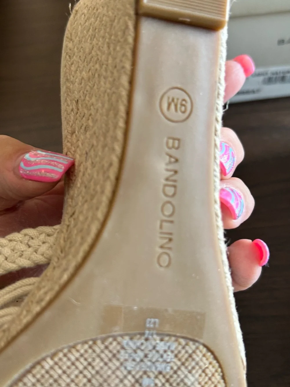Bandolino Women's Beige Macramé Espadrille Slide Sandals